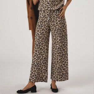 Maeve Ettie High-Rise Crop Wide-Leg Pants in Leopard Print
